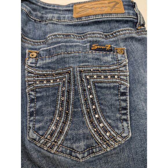 Seven 7 Jeans Womens 10 Medium Wash Denim Bootcut Low-rise Stud Pocket Y2k Rodeo - Picture 2 of 11